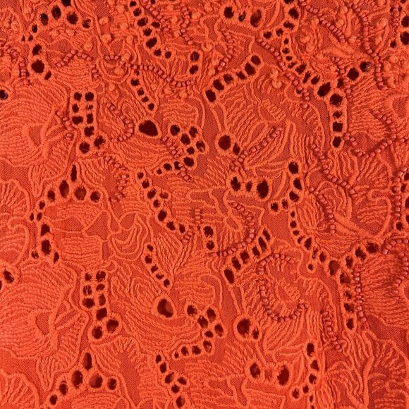 Maeve Anthropologie Karine Orange Floral Embroidered Beaded Lace Top Blouse Sz 4 - Picture 3 of 13